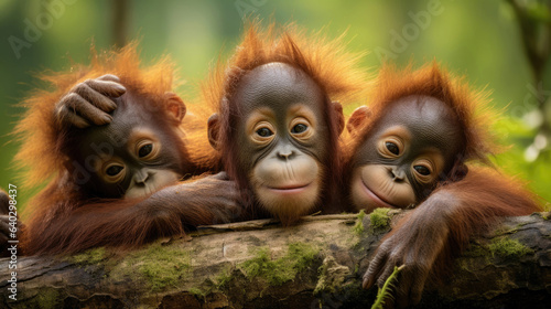 Orangutan cubs close up © Veniamin Kraskov
