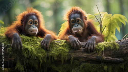 Orangutan cubs close up © Veniamin Kraskov