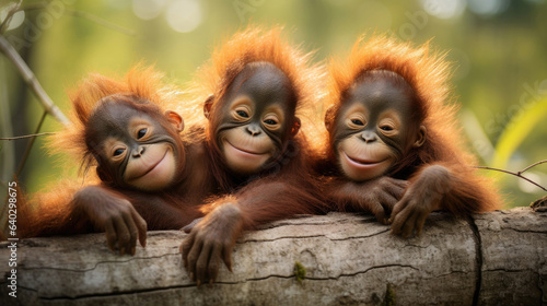 Fotografia Orangutan cubs close up