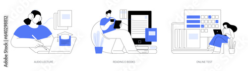 Online degree isolated cartoon vector illustrations se