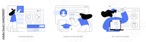 Distance education isolated cartoon vector illustrations se