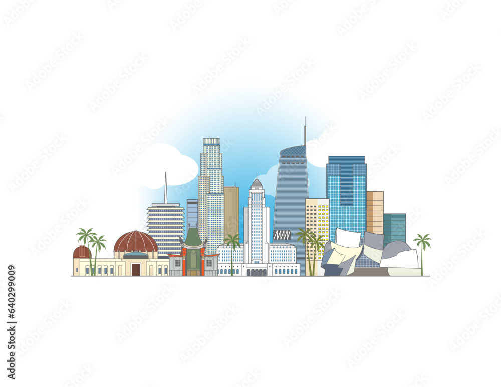 Los Angeles California coloured cityscape vector illustration