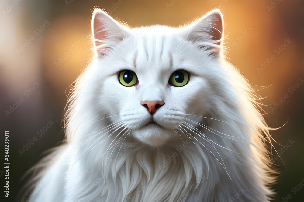 beautiful white cat generated ai