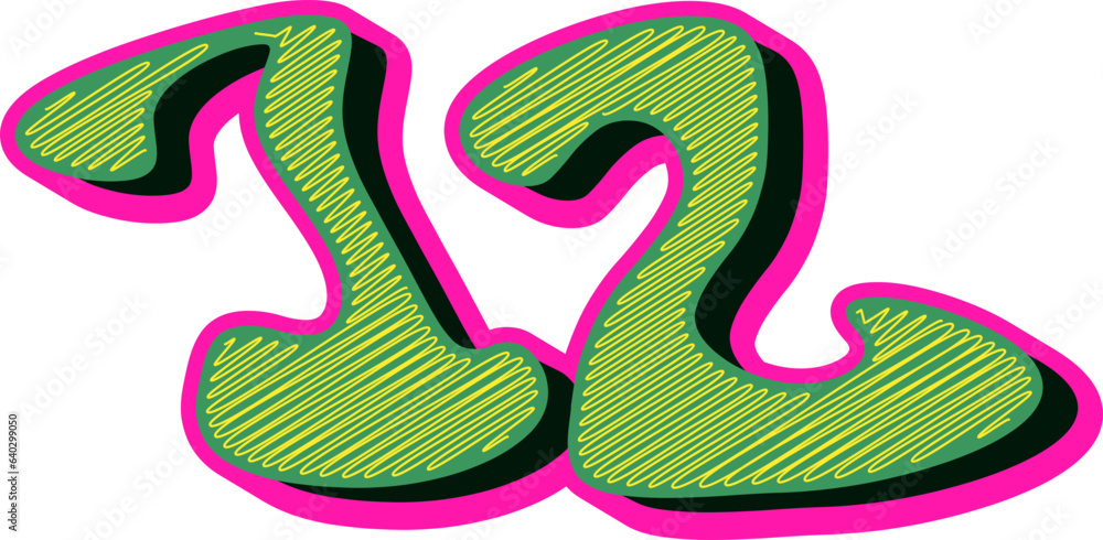 Groovy Scribble Style Alphabet Letters, Stylish 3D Typography Groovy Scribble Style Alphabet Letters, Stylish 3D Typography