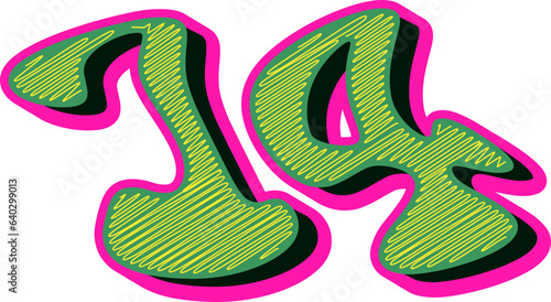 Groovy Scribble Style Alphabet Letters, Stylish 3D Typography