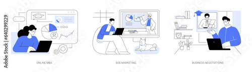 Online business courses isolated cartoon vector illustrations se