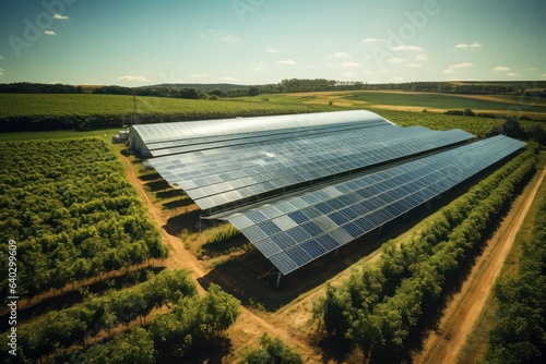 Agrivoltaics, Solar panels used along with agricultural crops, Renewable energy ESG 2050 carbon neutrality, 	
 photo