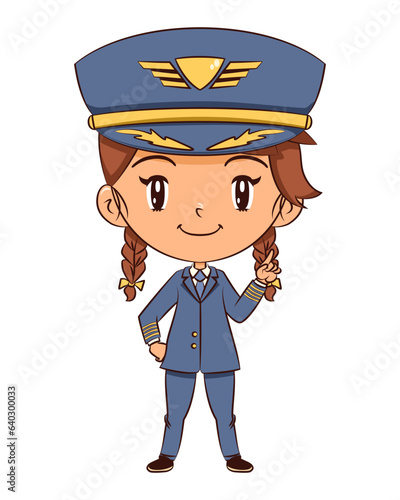 Girl pilot pointing up