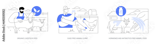 Organic livestock farming isolated cartoon vector illustrations se