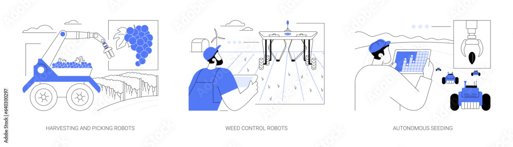 Robotic in agriculture isolated cartoon vector illustrations se