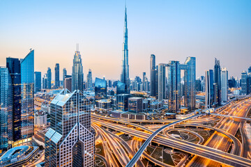 Wandcirkels Dubai Dubai skyline tijdens zonsopkomst  © frank peters