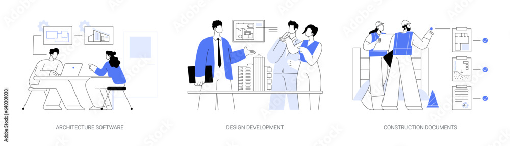 Architectural engineering abstract concept vector illustrations.