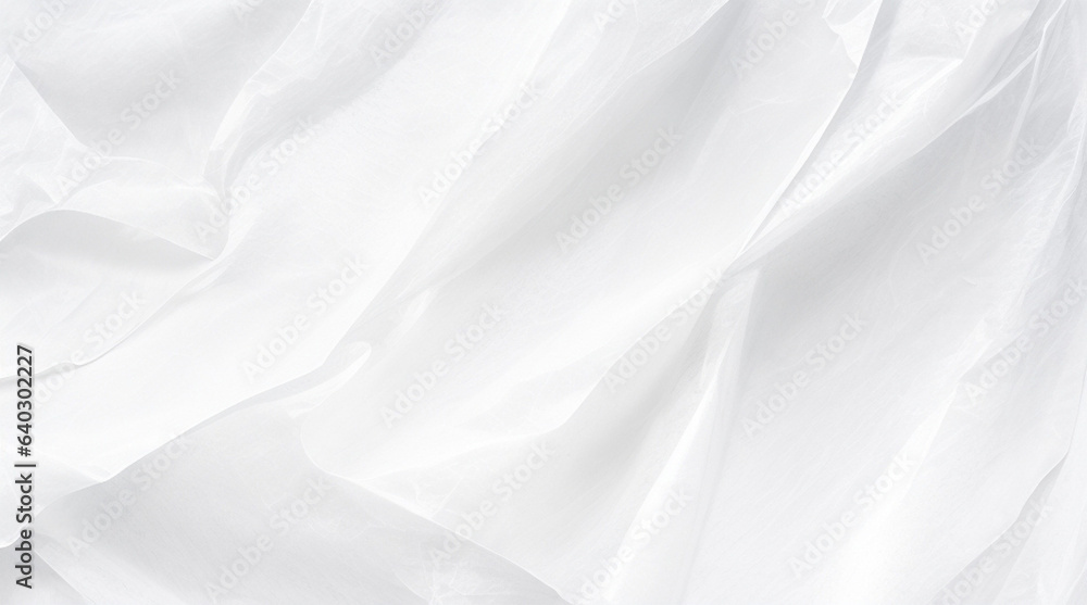 white transparent crumpled and creased plastic poster texture background wet plastic wrap on the white