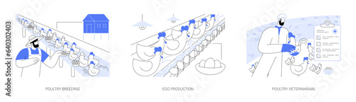 Poultry farming abstract concept vector illustrations.
