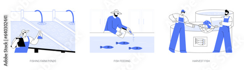 Fish farming abstract concept vector illustrations.