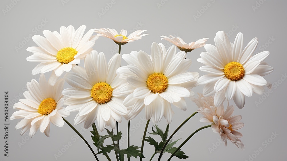 Fototapeta premium Image of gentle beauty of daisies on a white background.