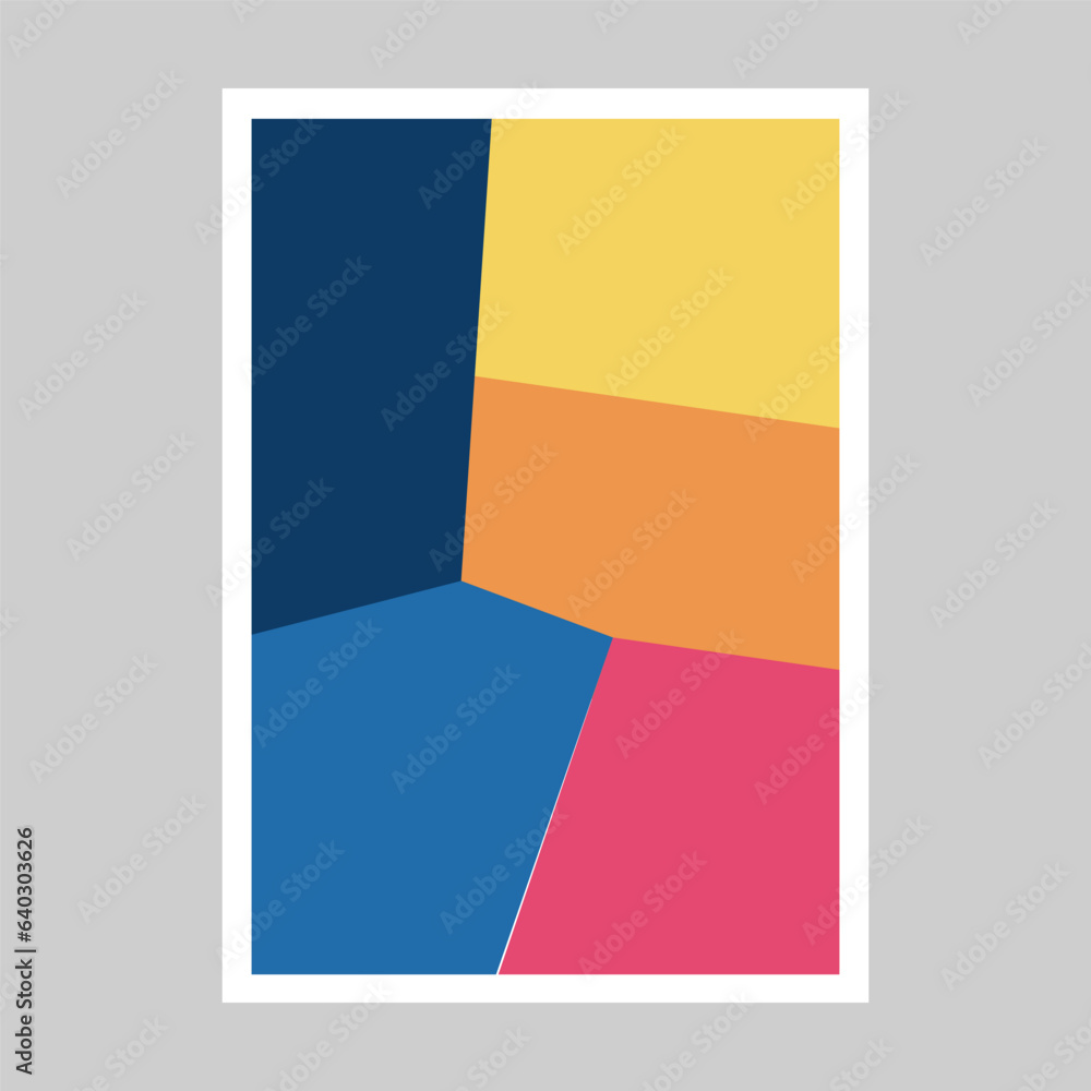 Abstract poster colorful geometric shapes. Primitive blocks suprematism style. Modern vector illustration