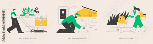 Gardening services abstract concept vector illustrations.