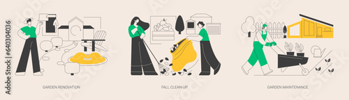 Landscaping service abstract concept vector illustrations.
