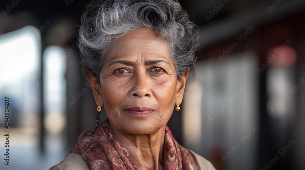 Portrait said Indian mature woman in the traditional dress Stock Photo Adobe Stock