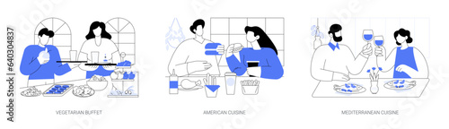 Eating in a restaurant isolated cartoon vector illustrations se