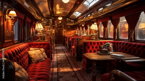 Vászonkép Train Carriage , An opulent train carriage reminiscent of the Orient Express, co