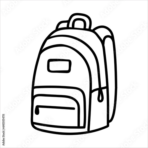 School backpack vector doodle hand drawn illustration isolated on white