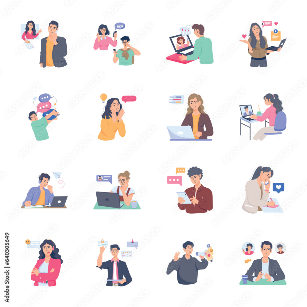 Collection of Communication Flat Illustrations 

