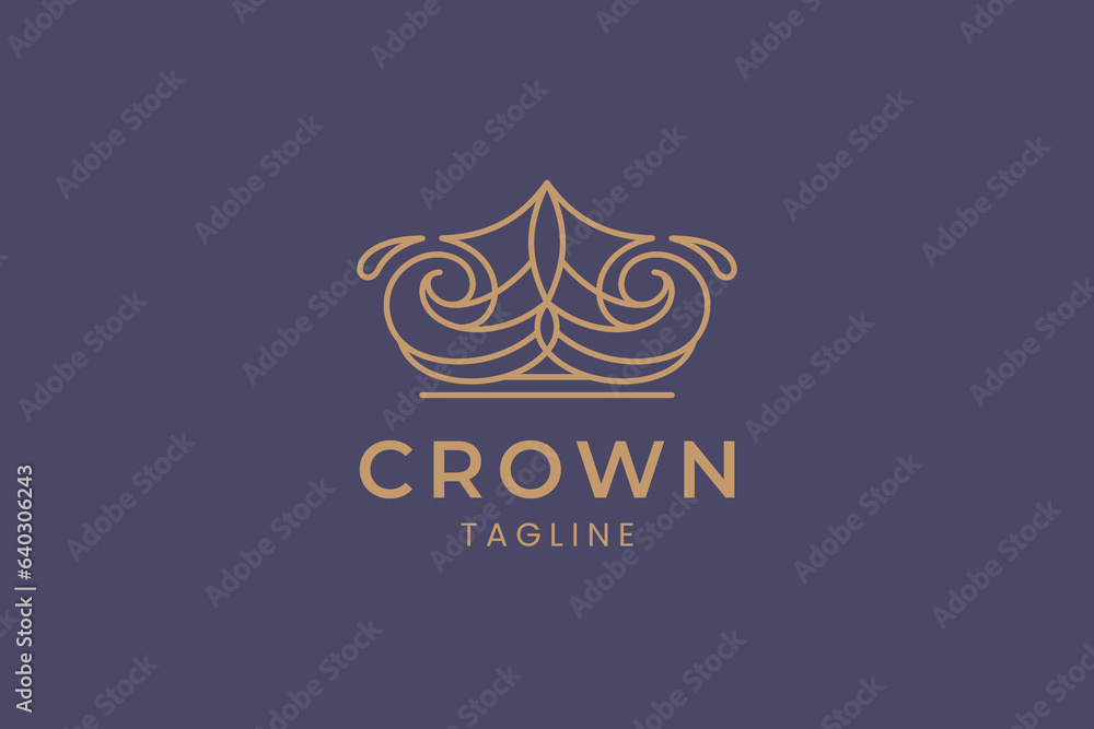 king crown ornate abstract geometric concept logo design template