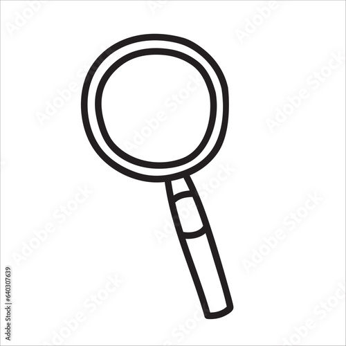 Magnifying glass doodle vector illustration isolated on white