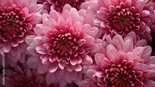 Pink chrysanthemum flowers with water drops on petals © mandu77