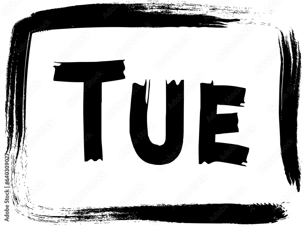 day of the week icon in grunge style, Tuesday day of the week in an ink brush frame day of the week icon in grunge style, Tuesday day of the week in an ink brush frame
