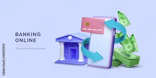 Banking online. Digital wallet on mobile phone. Mobile payment services and apps. Saving money and financial management. Vector