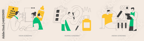 Pediatric checkup abstract concept vector illustrations.