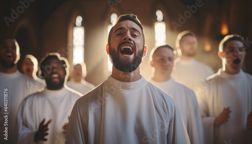 Print op canvas Photo of a choir singing in a church