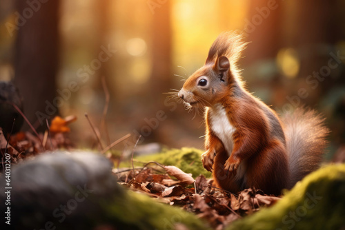 Red Squirrel in the autumn forest