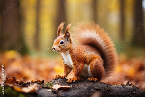 Red Squirrel in the autumn forest