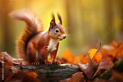 Red Squirrel in the autumn forest