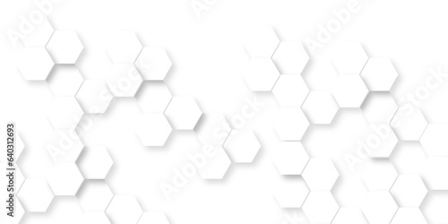 Background with hexagons Pattern of white hexagon. white abstract hexagon wallpaper or background. 3D Futuristic abstract honeycomb mosaic white background. geometric mesh cell texture.