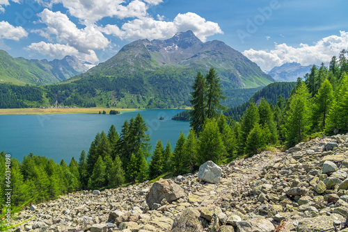 Silsersee mit Piz de la Margna, Via Engiadina, Engadin, Graubünden, Schweiz photo