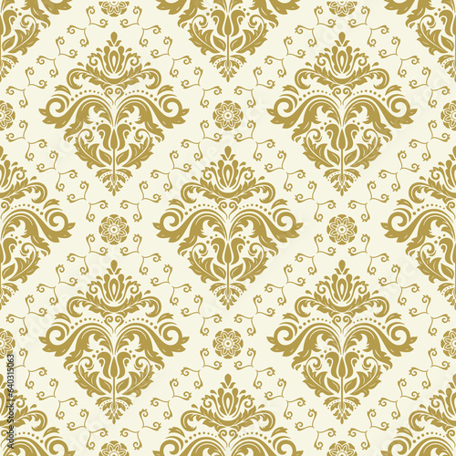 Classic seamless pattern. Damask orient ornament. Classic vintage golden background. Orient ornament for fabric, wallpapers and packaging