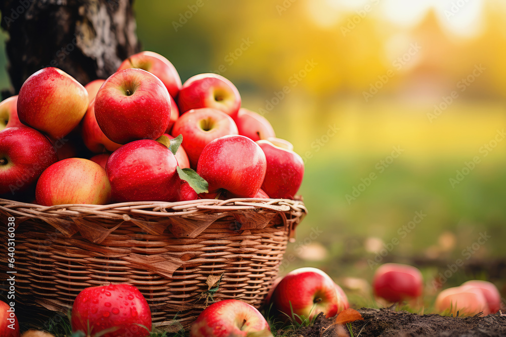 Basket Of Red Apples Under A Tree In An Orchard. Autumn Harvest Concept With Copy Space. Ai Generated
Basket Of Red Apples Under A Tree In An Orchard. Autumn Harvest Concept With Copy Space. Ai Generated