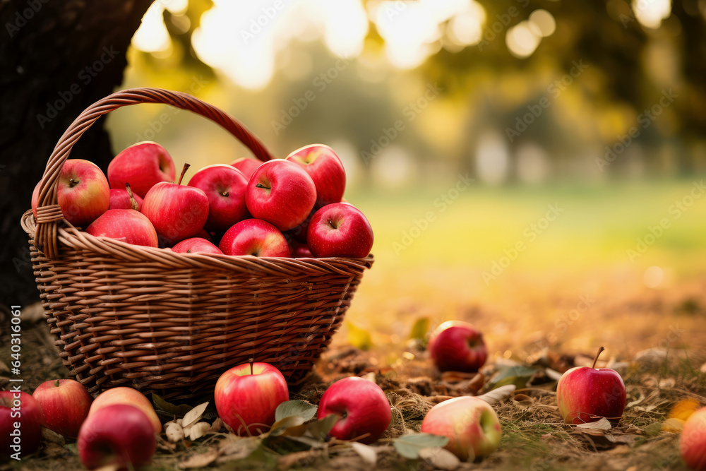Basket Of Red Apples Under A Tree In An Orchard. Autumn Harvest Concept With Copy Space. Ai Generated
Basket Of Red Apples Under A Tree In An Orchard. Autumn Harvest Concept With Copy Space. Ai Generated