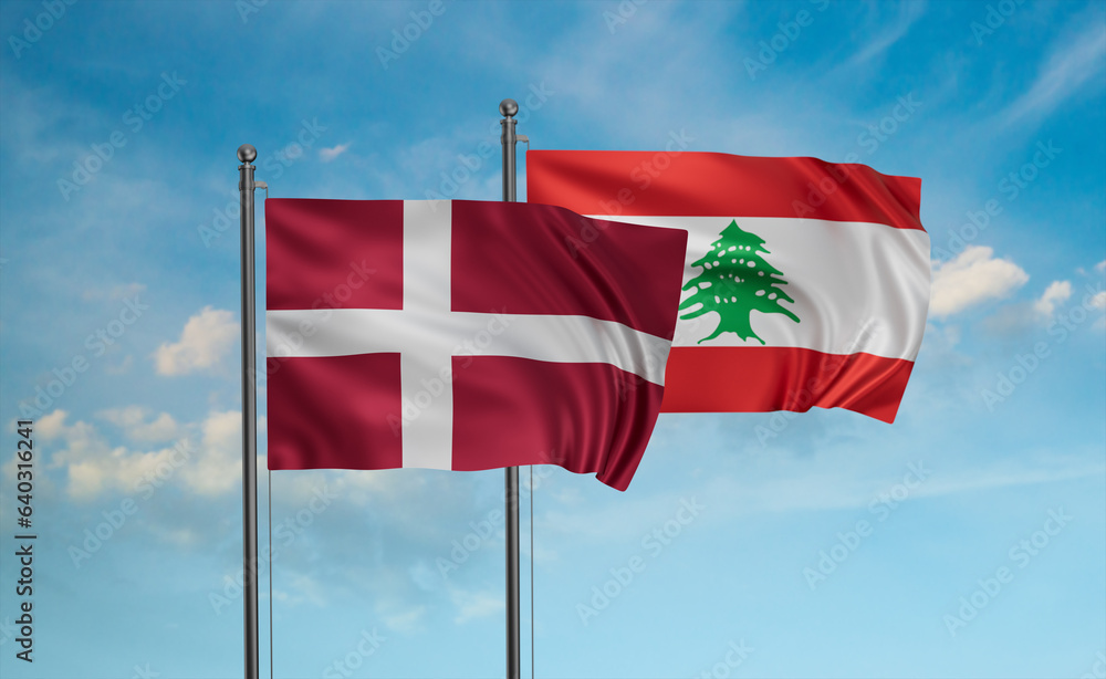 Lebanon and Denmark flag Lebanon and Denmark flag