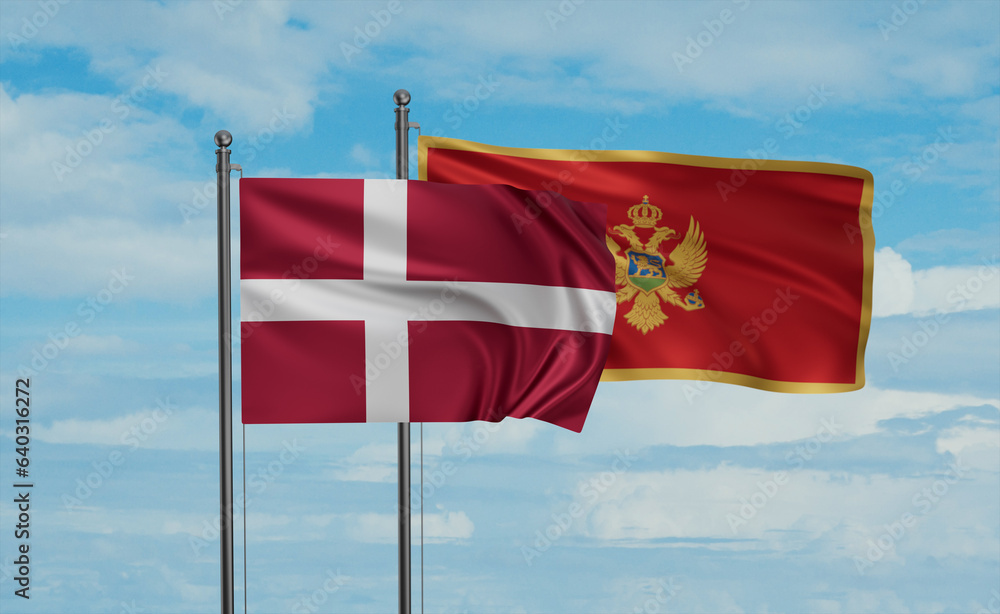 Montenegro and Denmark flag Montenegro and Denmark flag