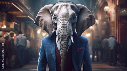 elephant in suit.Generative AI © shuvodesign