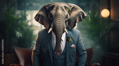 elephant in suit.Generative AI