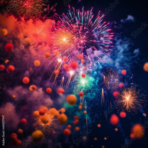 Burst of colors as fireworks light up the night sky during Diwali celebrations, Diwali