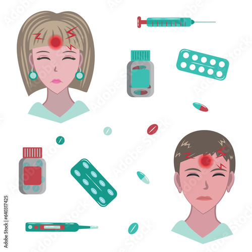 A set of headache medications