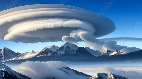Scene of lenticular clouds  photo